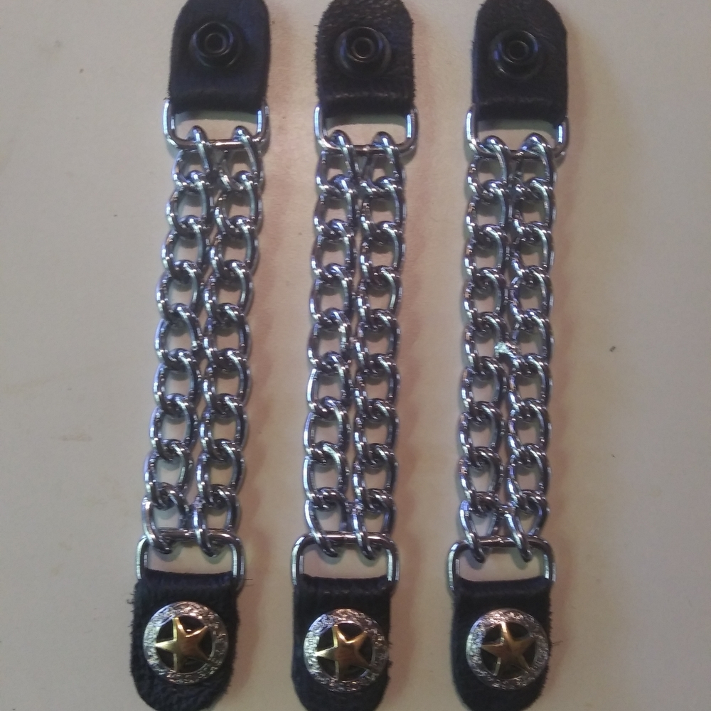 Harley-Davidson leather vest clasp extender gold star Set of 3